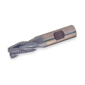 Cobalt roughing end mill, TiCN coated, four flutes, half-inch diameter