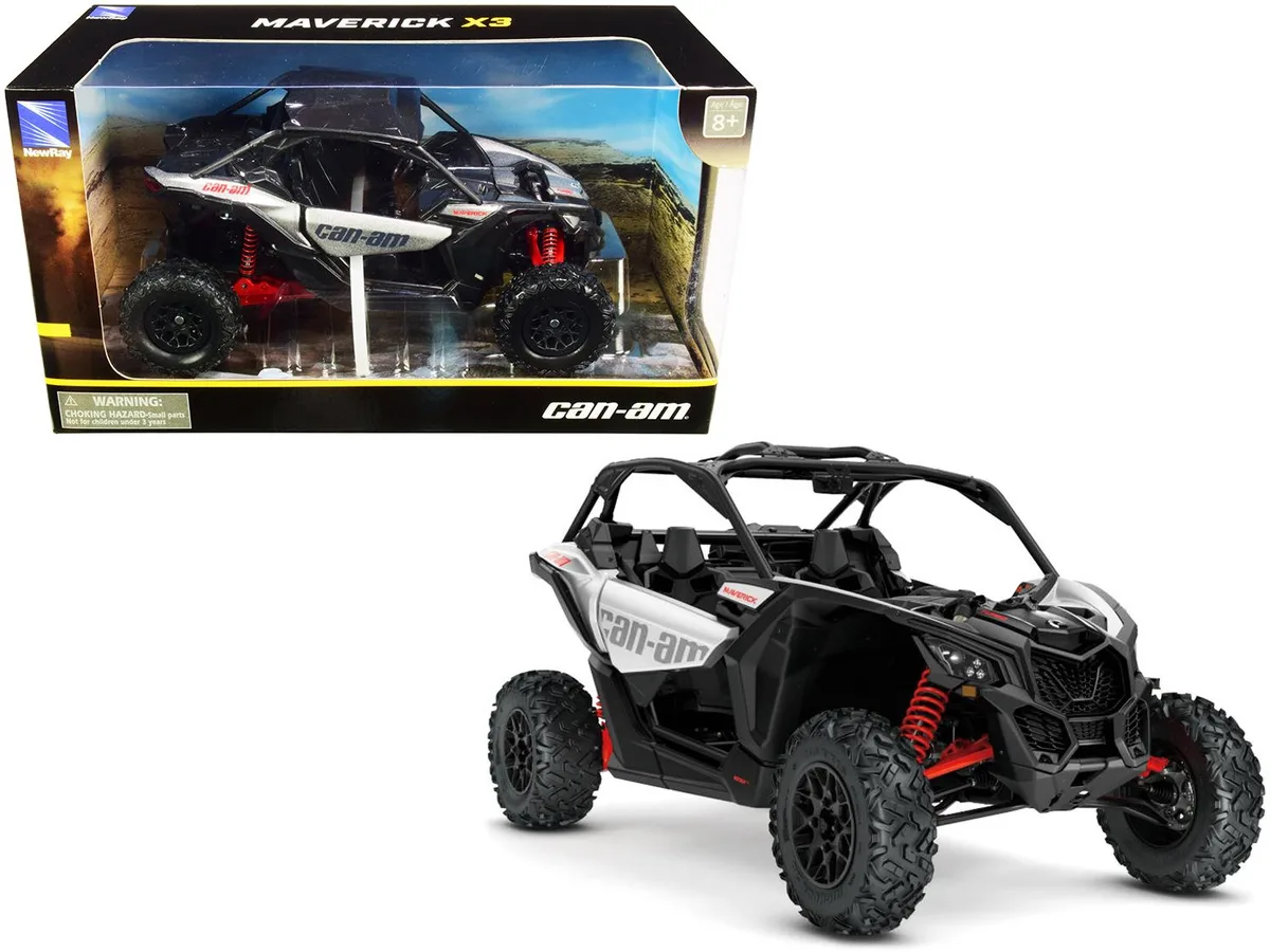 New Ray Toys New Ray Toys CAN-AM Maverick X3 ATV Hyper Silver Red 1/18 Diecast — product photo