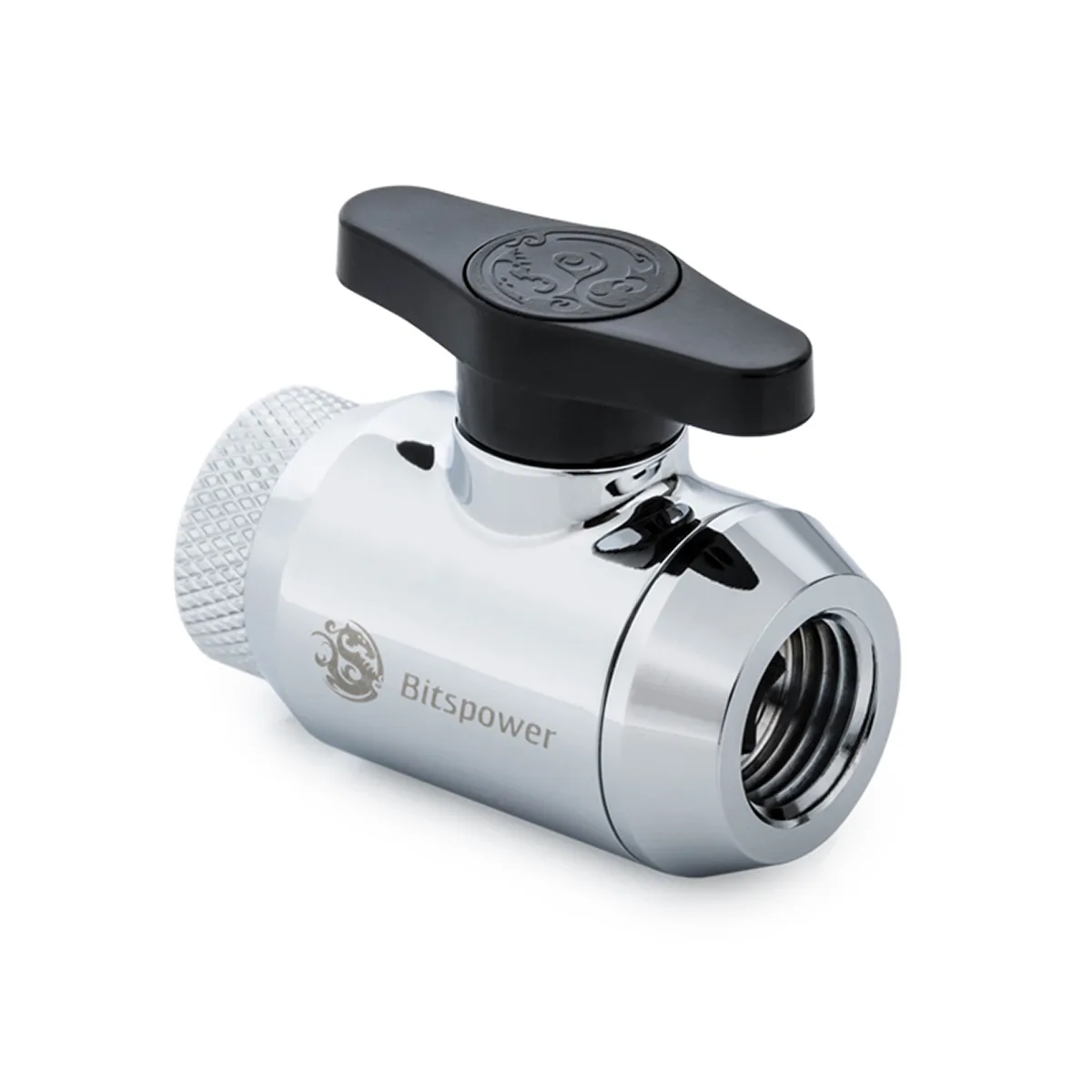 Bitspower Bitspower BP-MVVFRIGIG14-SLBK Mini Valve 10mm G1/4 360° Rotary Silver Shining — product photo