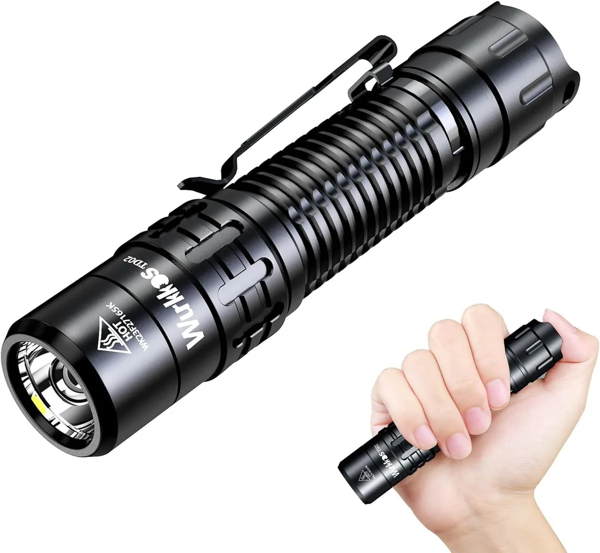 Compact silver aluminium flashlight with USB-C port and tail switch