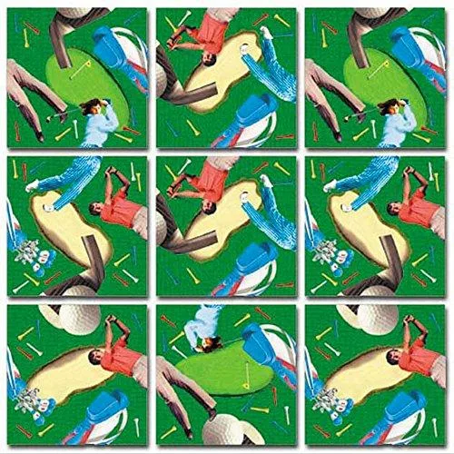 Nine illustrated square cards forming a twelve inch golf puzzle