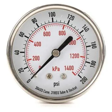Value Brand Value Brand Commercial Pressure Gauge 0-200 psi 2 1/2 in Dial 1/4 in NPT — product photo