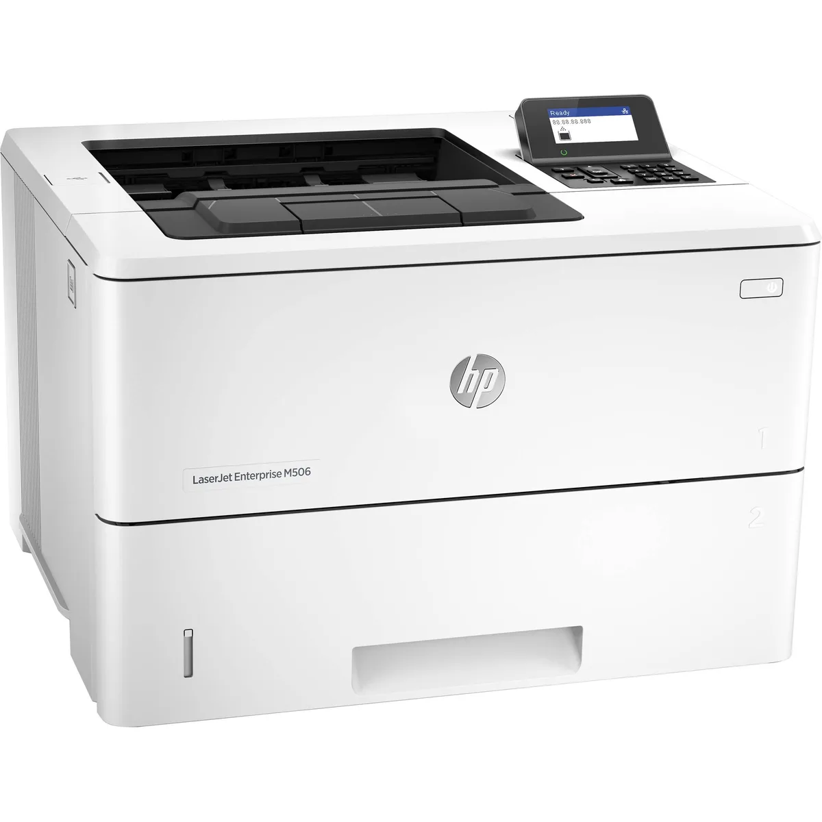 HP HP LaserJet Enterprise M506N monochrome laser printer with toner bundle — product photo