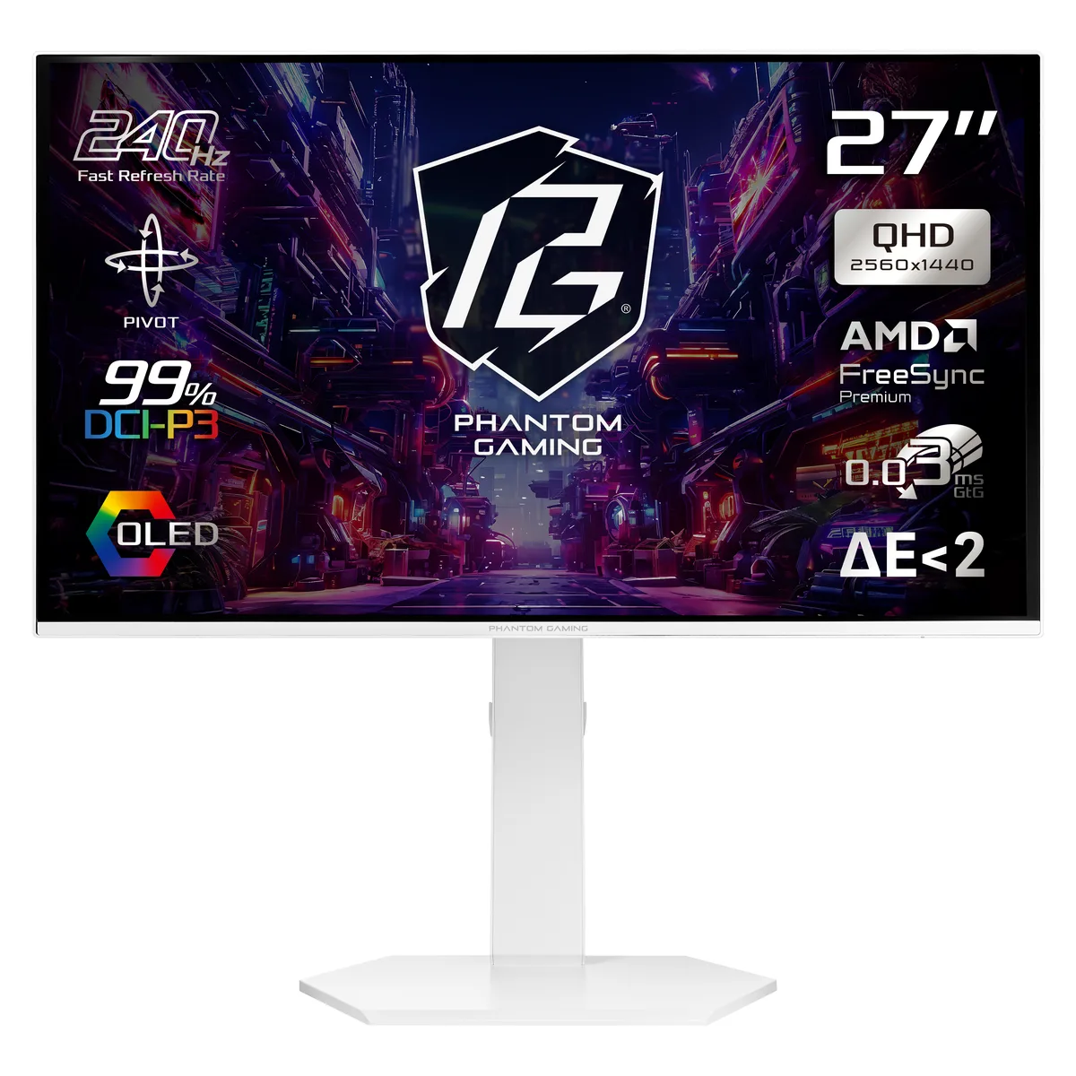 ASRock Phantom Gaming ASRock Phantom Gaming PGO27QSA-W 27" OLED QHD 240Hz gaming monitor — product photo