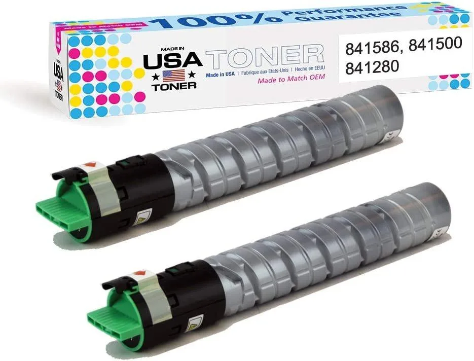 MADE IN USA TONER MADE IN USA TONER Compatible Black Toner Cartridge 2 Pack for Ricoh MP C2051 C2551 841586 — product photo