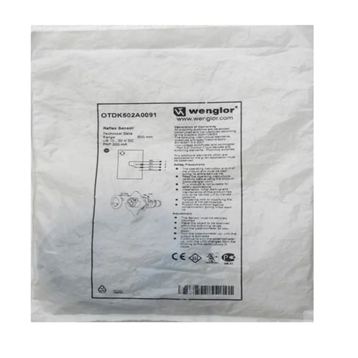 Wenglor Wenglor OTDK502A0091 reflex sensor PNP 500 mm range 10...30 V DC IP67 — product photo