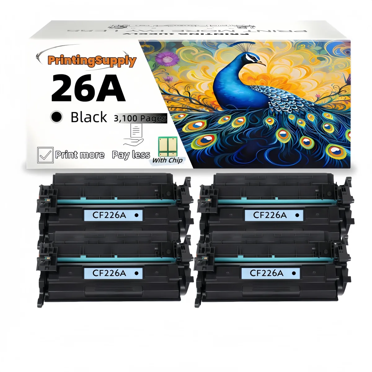Ninestar Technology Ninestar Technology 4 Pack CF226A 26A Black Toner Cartridge 3100 Pages — product photo