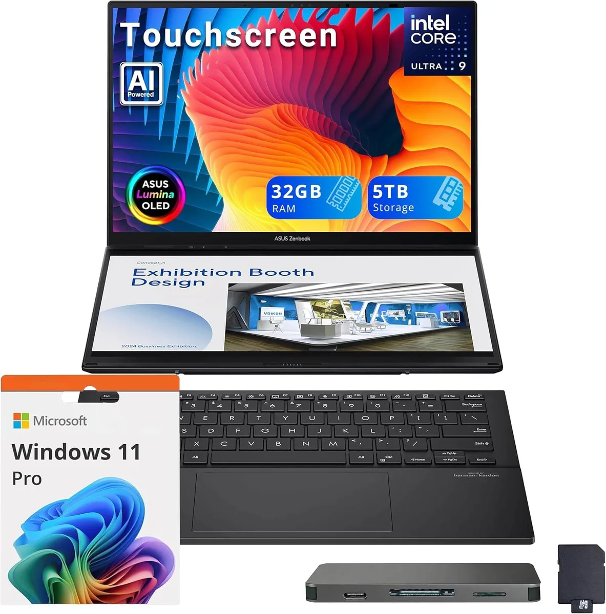 ASUS ASUS Zenbook Duo 2-in-1 Laptop Ultra 9 285H 32GB 4TB Dual 14 OLED Gray — product photo
