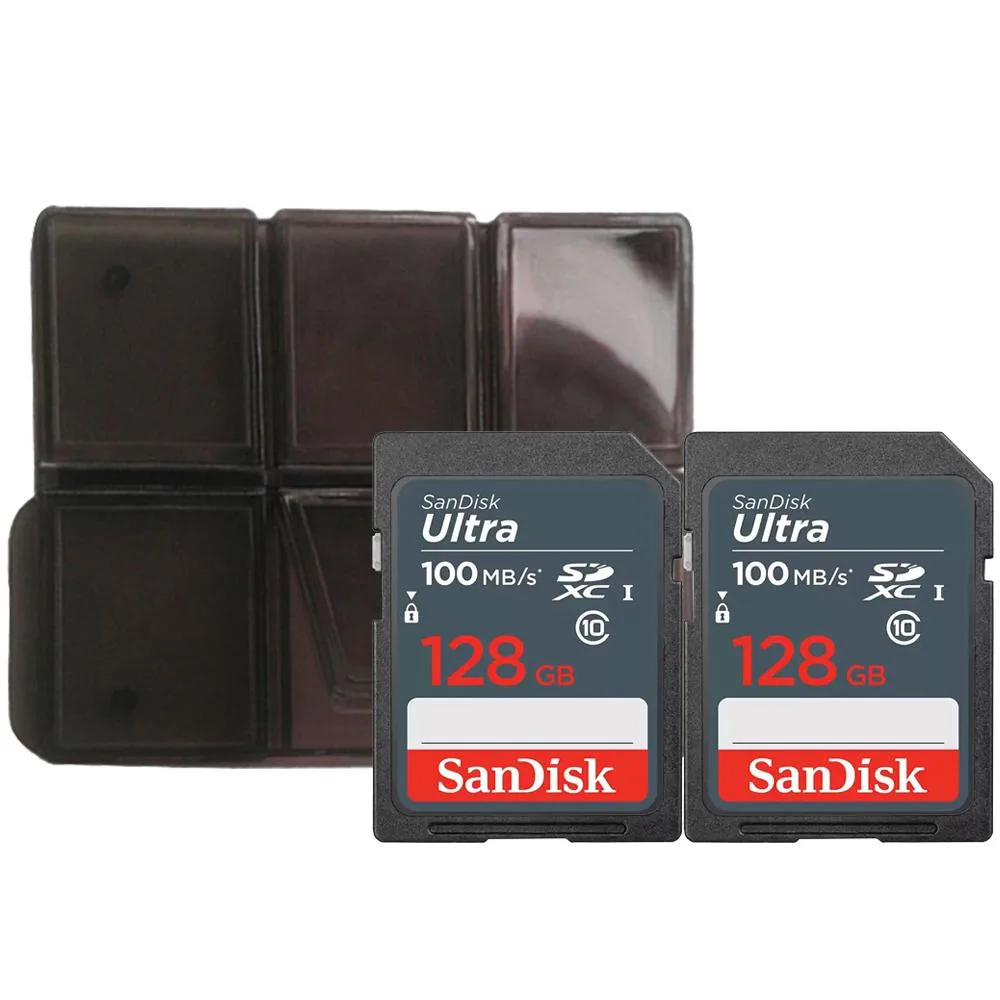 SanDisk SanDisk Ultra 128 GB SDXC UHS-I Memory Card 100 MB/s 2-pack with Holder — product photo