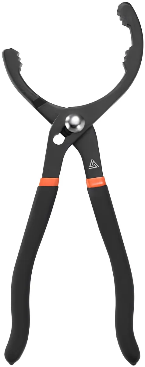 Adjustable oil filter pliers with black forged jaws and red plastisol-coated handles, 270 mm long