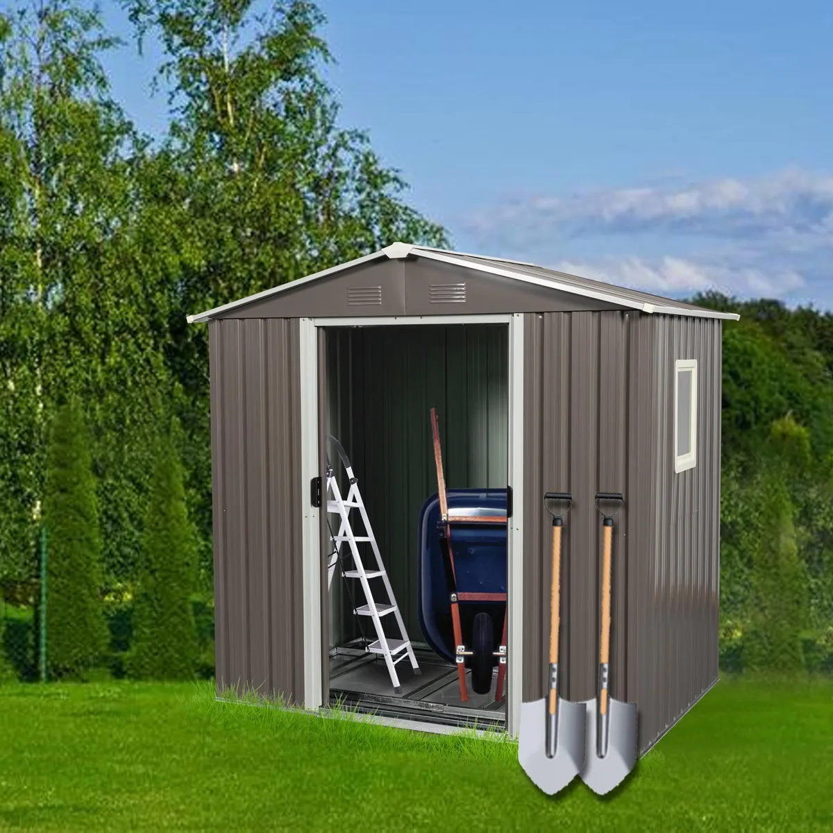 tuphen tuphen 6ft x 5ft Metal Storage Shed Gray With Window — product photo