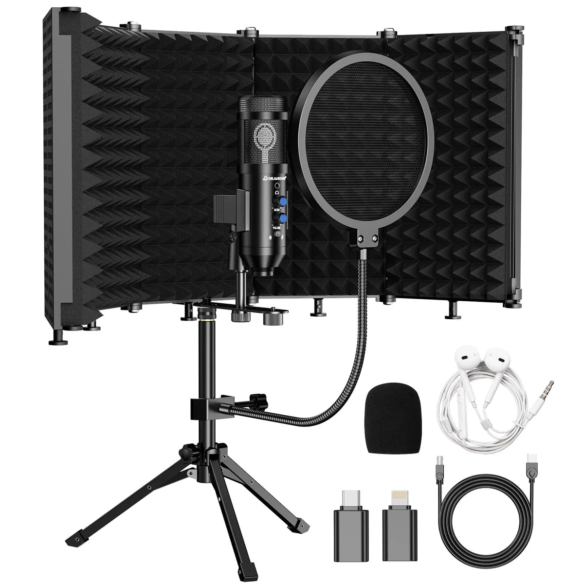 Dejasound DJM5 USB Condenser Microphone with Isolation Shield & Pop Filter — product photo