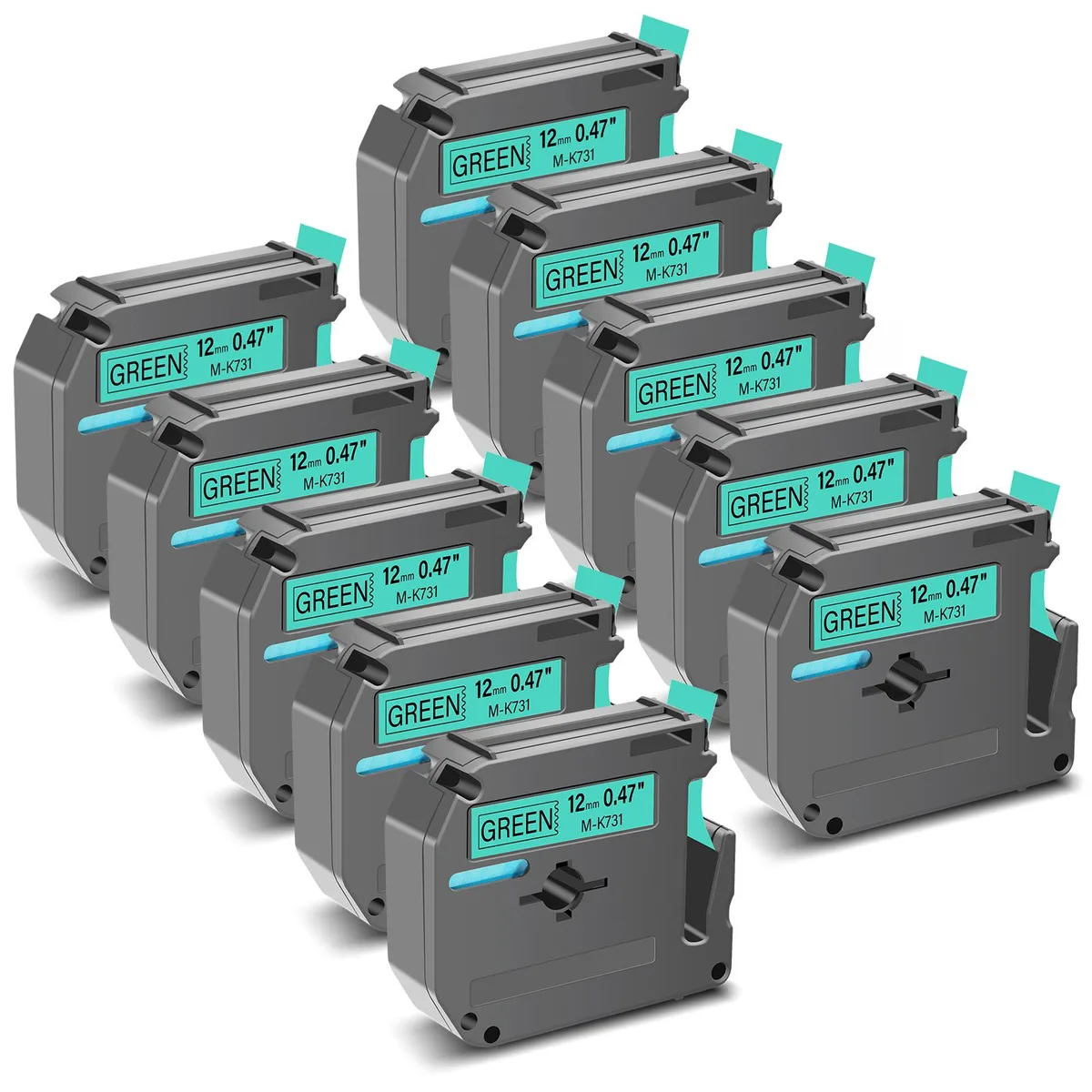 GREENCYCLE GREENCYCLE MK-731 label tape 12 mm 8 m black on green 20 pack — product photo