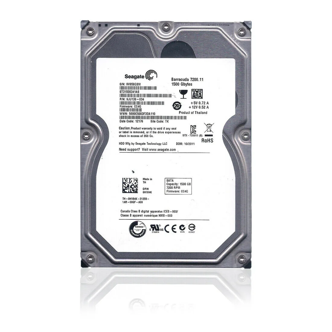 Seagate Seagate ST31500341ASProduct 1.5TB 7200rpm 32MB 3.5" internal hard drive — product photo