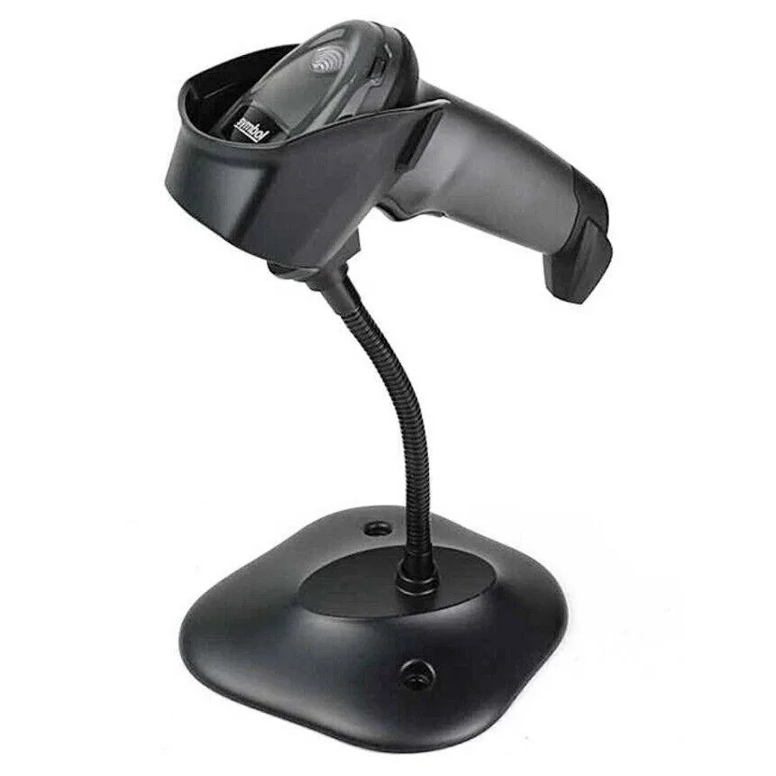 Handheld barcode scanner with stand and cable