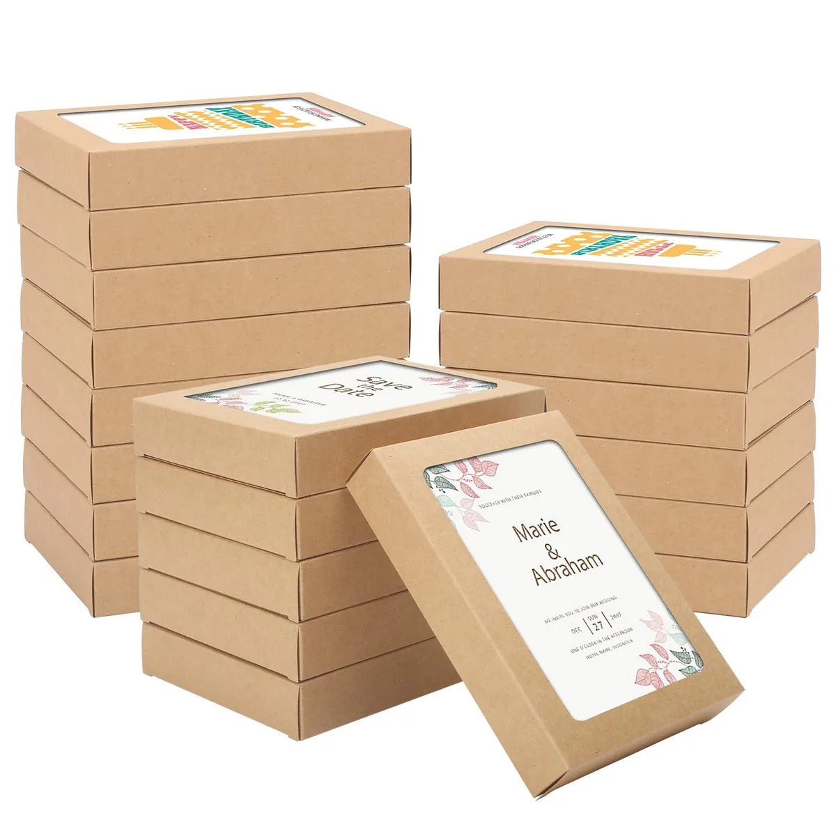 60 Kraft Greeting Card Storage Boxes 4.5 x 6 x 1 Inch Brown — product photo