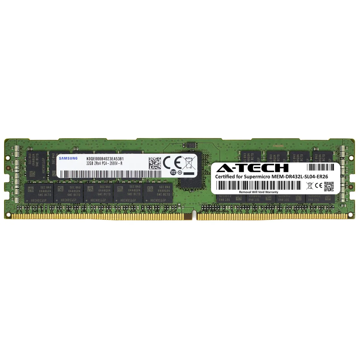A-Tech A-Tech Supermicro Certified MEM-DR432L-SL04-ER26 32GB DDR4 2666MHz 2Rx4 ECC RDIMM server RAM — product photo