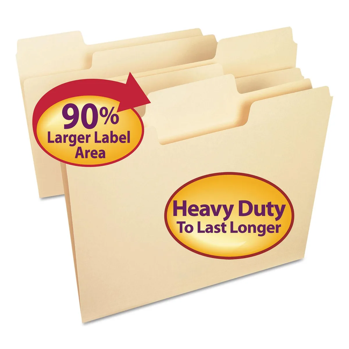 Smead Smead 10401 SuperTab Heavyweight File Folder Manila 1/3 Cut Letter 50/BX — product photo
