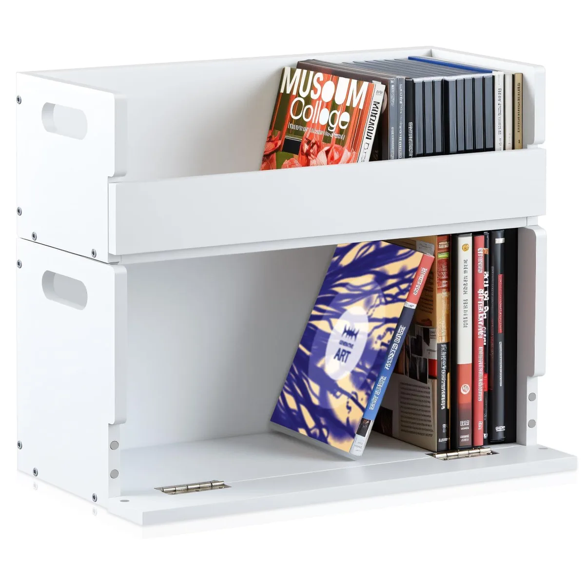  CroBlissful KAO-CroBlissful-4059 Wooden CD DVD Storage Box Set 2-Pack White 36 CDs 26 DVDs — product photo