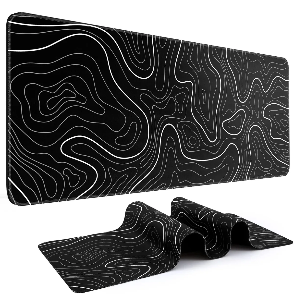 KEHIPI KEHIPI Mouse Pad 31.5 x 11.8in Black Topographic — product photo