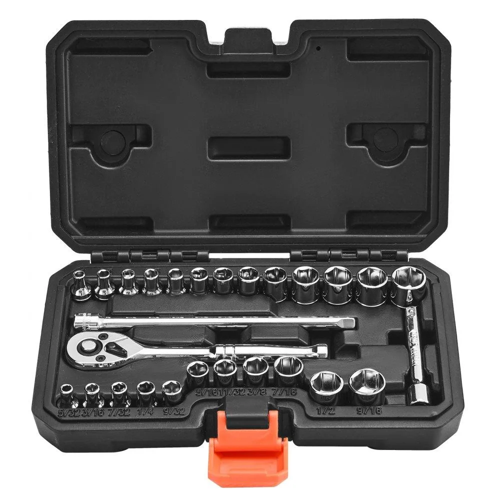 27-piece 1/4 inch socket set in chrome-plated case
