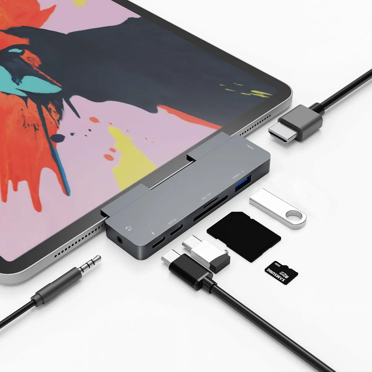 WRIARICH WRIARICH IPH701 7-in-1 USB Display Adapter Gray — product photo