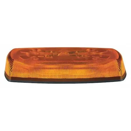 Rectangular amber LED mini lightbar, 15 inches long, low-profile lens, blunt-cut wires