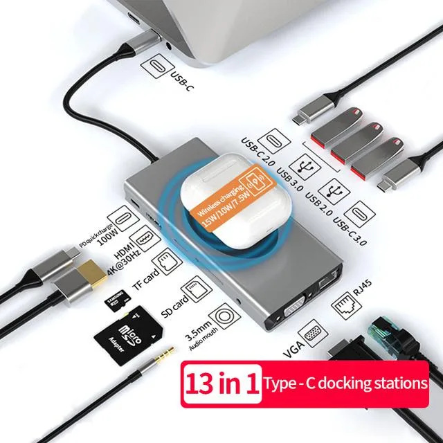 Jansicotek Jansicotek BXS13IN1 13-in-1 USB-C Hub Silver — product photo