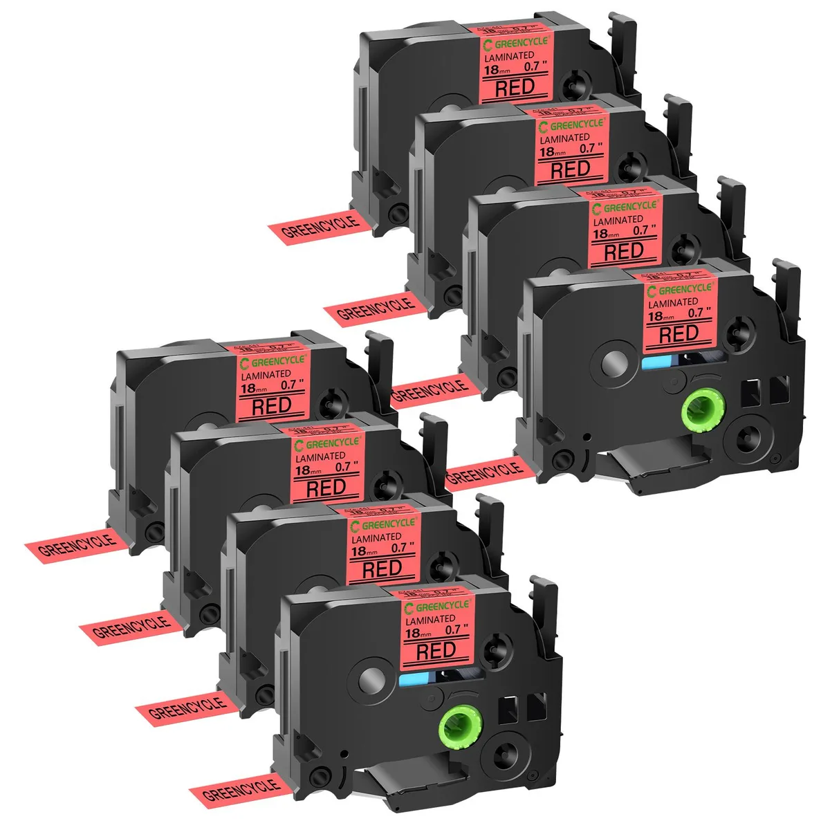 GREENCYCLE GREENCYCLE TZe-441 18mm Black on Red label tape 8 pack — product photo