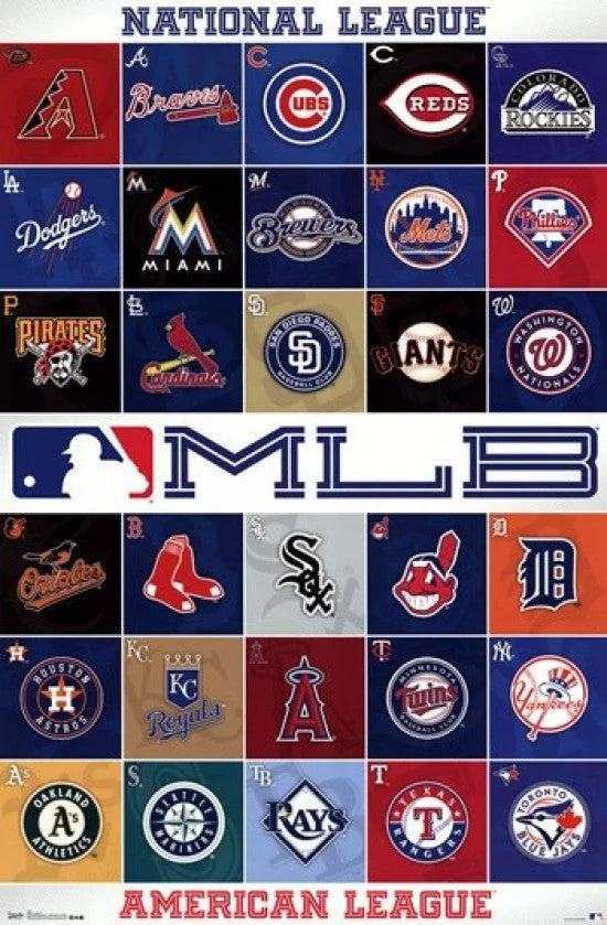 MLB Logos 13 poster print 24 by 36 inches on heavy paper