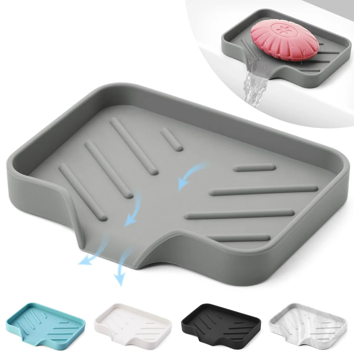  AG Company Silicone Soap Bar Holder Gray 4.7 x 3.5 Inches — product photo