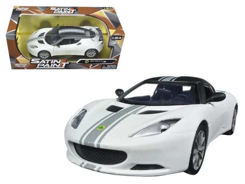 MOTORMAX MOTORMAX Lotus Evora S 1/24 Diecast Matt White Black Top Gray Stripes — product photo