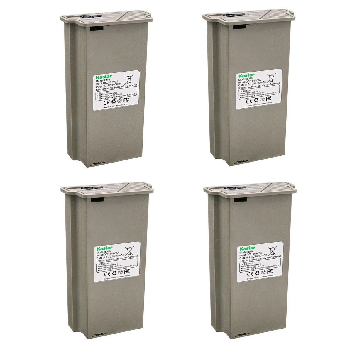 Kastar Kastar EM6 4-Pack 7.4V 6000mAh Li-Ion Camera Battery — product photo