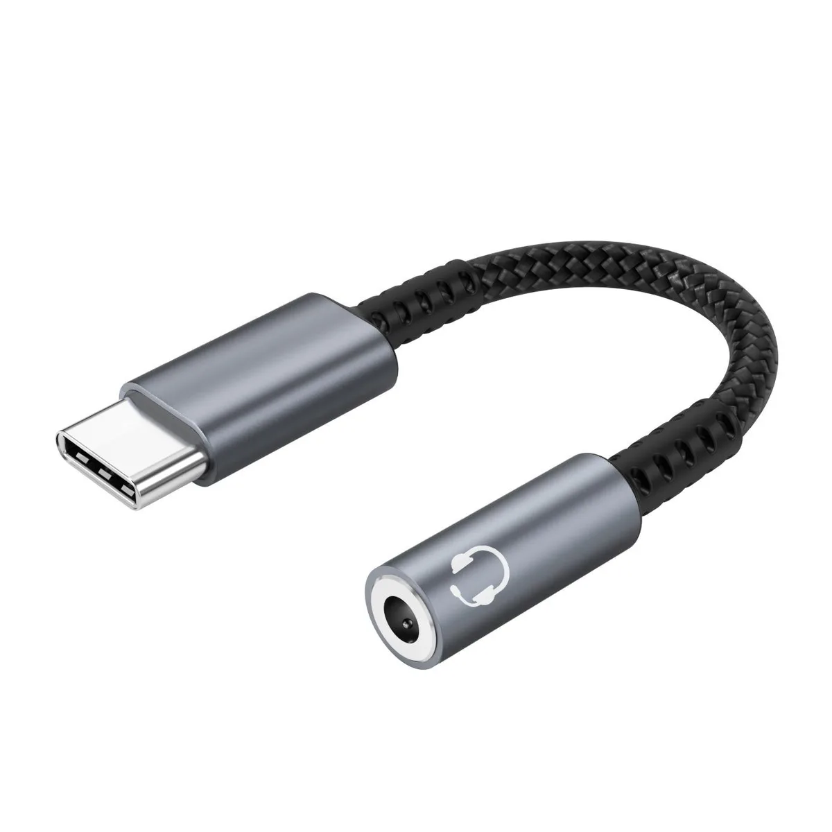 Corn Electronics Corn Electronics USB-C to 3.5mm Headphone Adapter Gray 135mm 16Bit 48KHz — product photo