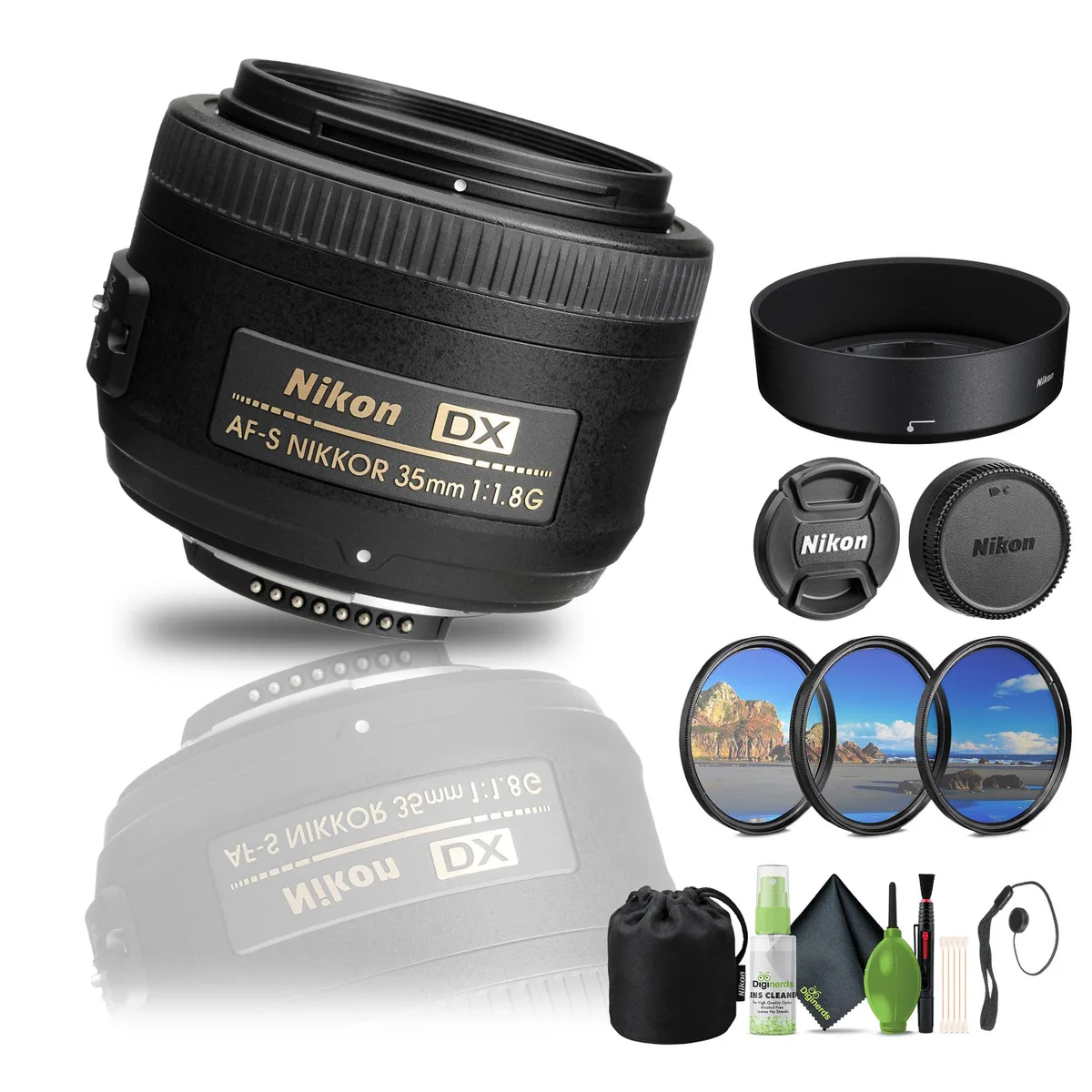 Nikon Inc Nikon Inc AF-S DX NIKKOR 35mm f/1.8G (2183) Bundle camera lens — product photo