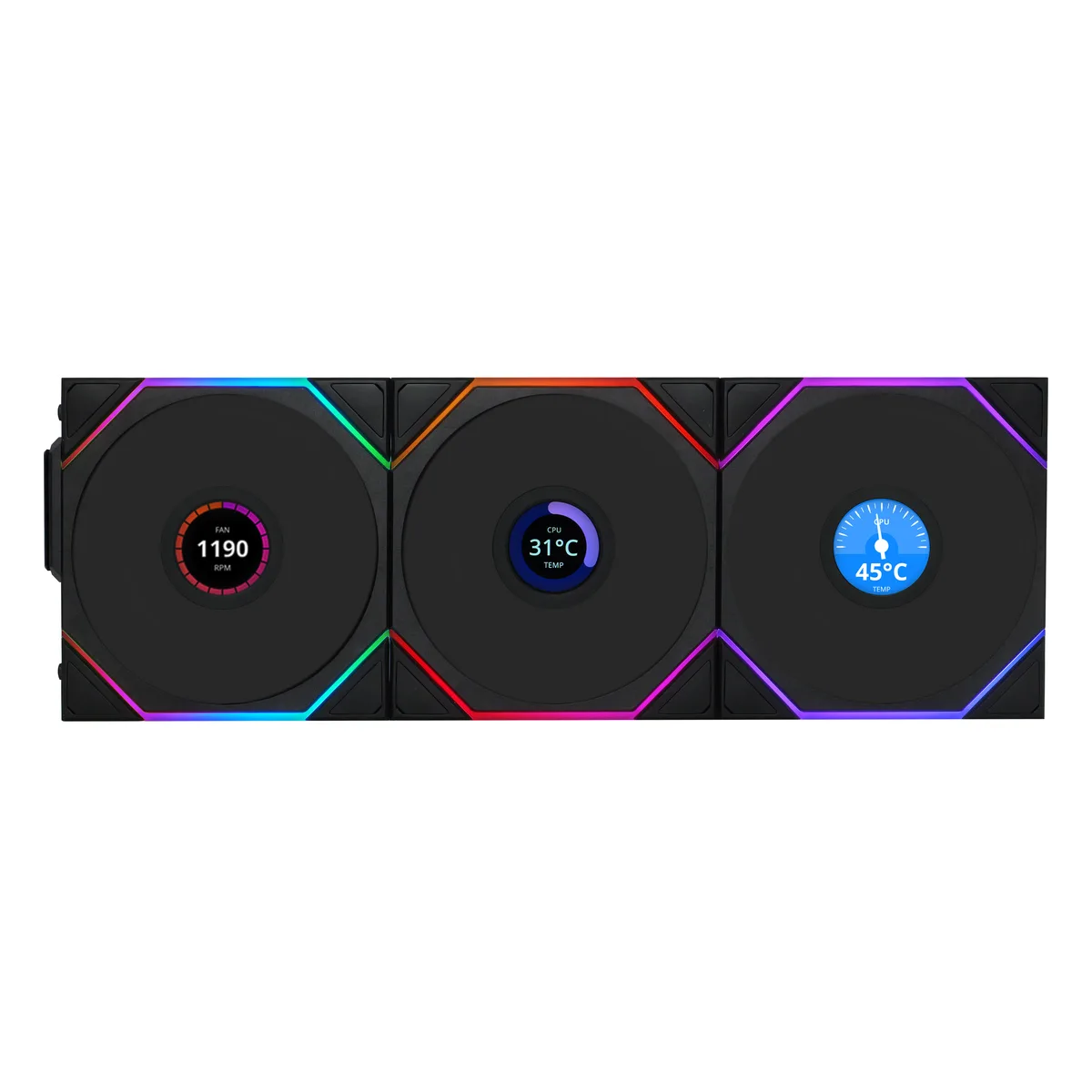 Lian Li Lian Li UNI Fan TL LCD 120 Wireless Triple Pack 12TLLCD1W3B case fan — 제품 사진
