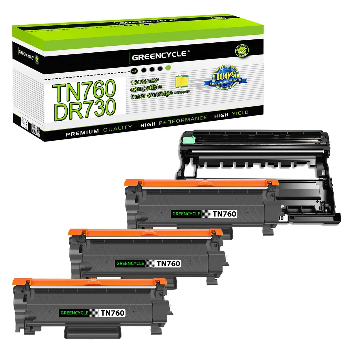 GREENCYCLE GREENCYCLE TN760 TN730 DR730 Toner Cartridge and Drum Unit 3 Pack — product photo
