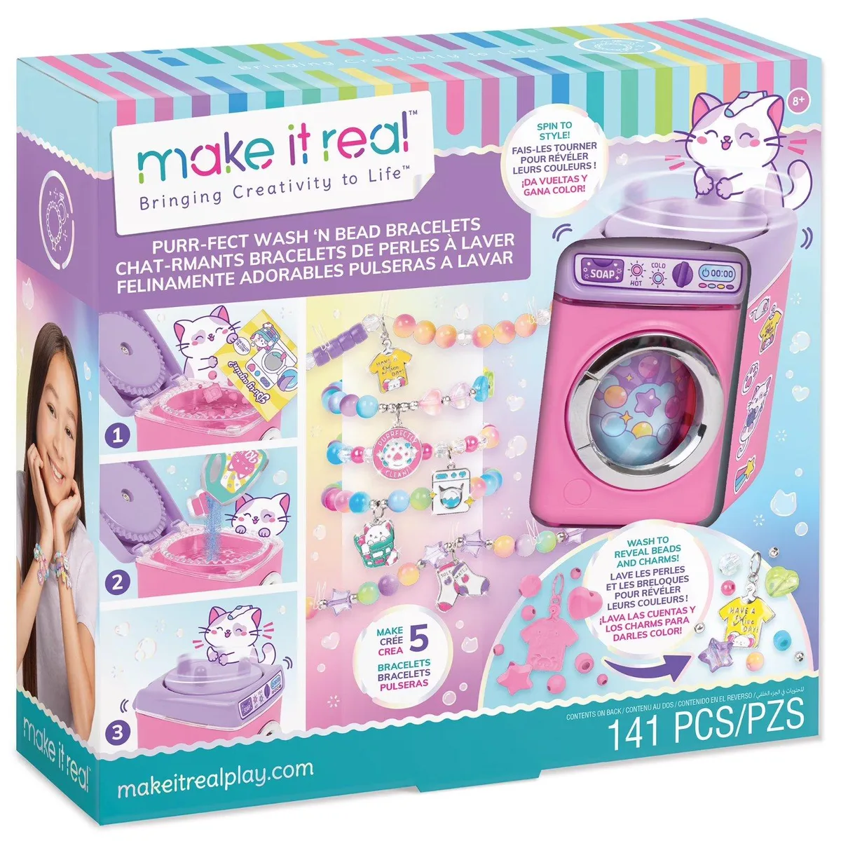 Make It Real Make It Real Purr-fect Wash 'N Bead Bracelets 141pc Educational Kit — product photo
