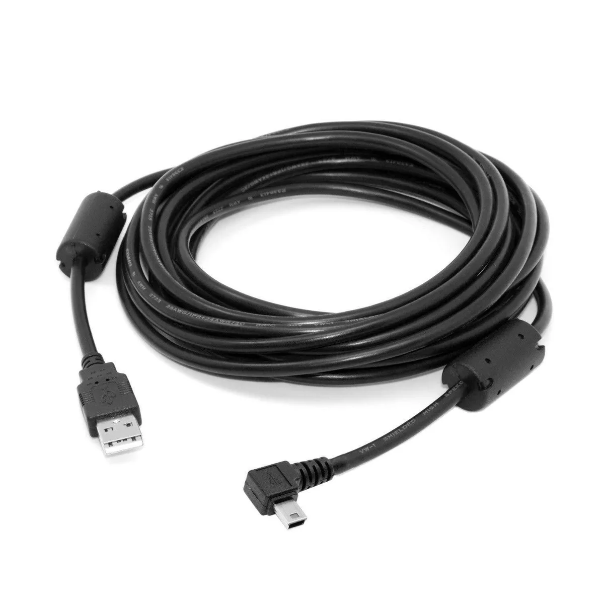 Fervit Fervit Mini USB B 5-pin 90° Left Angled to USB 2.0 Male Cable 500cm with Ferrite Core — product photo