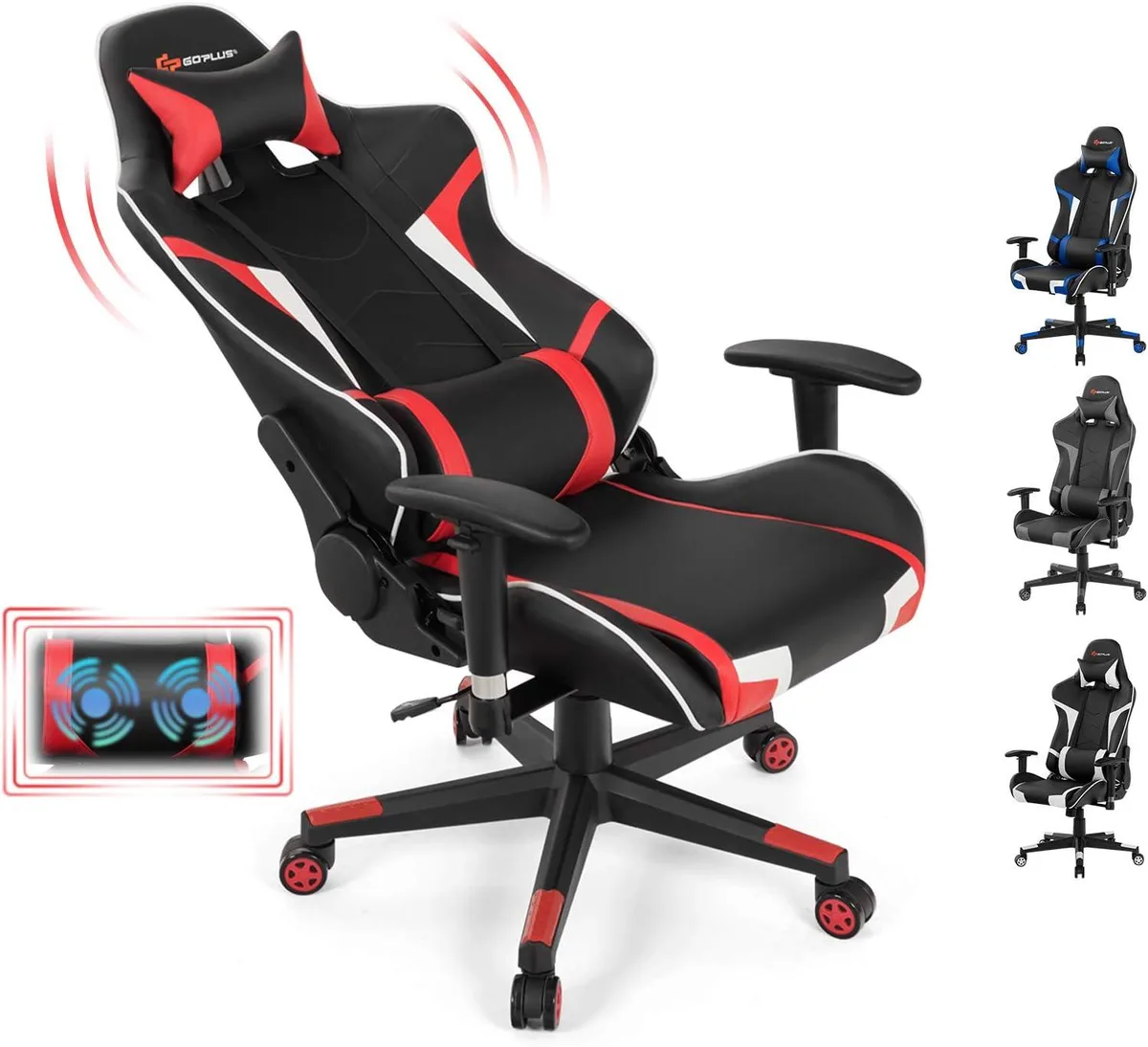 PISKEKAT PISKEKAT Massage Gaming Chair 90°-180° Recline — product photo