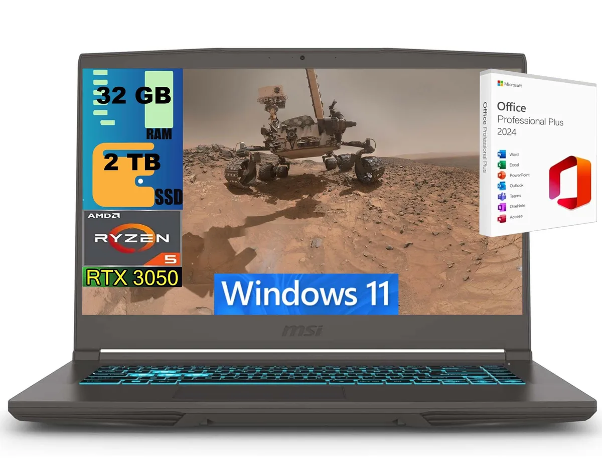 MSI MSI Thin A15 gaming laptop Ryzen 5 7535HS RTX 3050 4GB 32GB 2TB — product photo