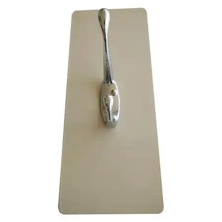 Polished aluminum magnetic hook, single point, beige base, 7 5/8 inches long