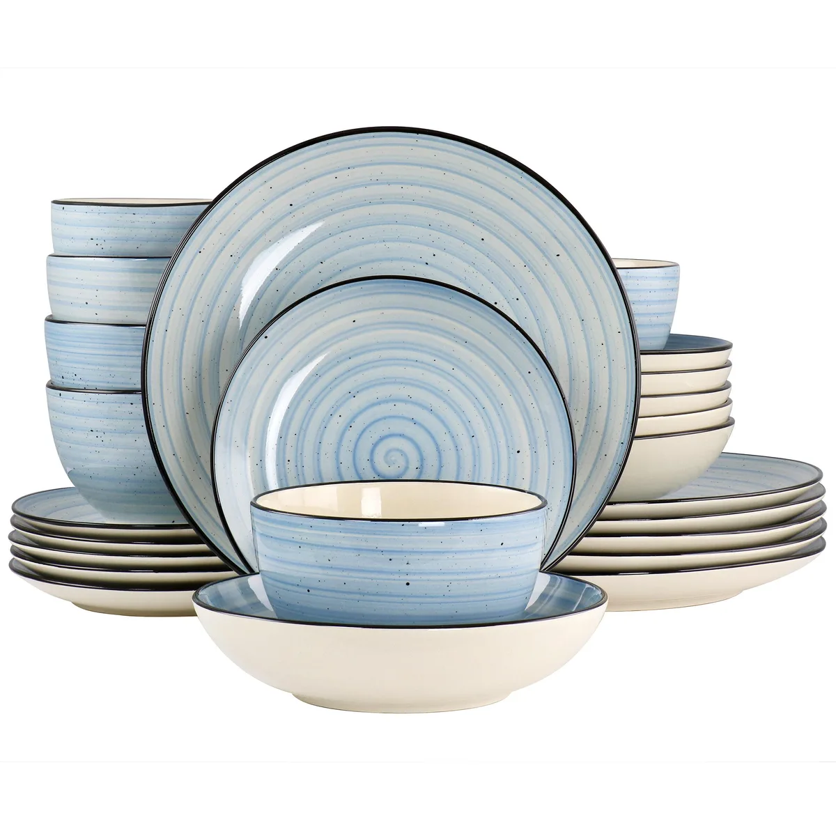 Elama Elama 510120131M 24 Piece Round Stoneware Dinnerware Set Light Blue — product photo