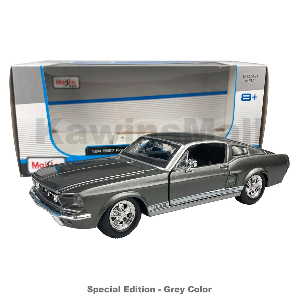Maisto Maisto 1:24 Scale 1967 Ford Mustang GT Special Edition Grey Diecast Vehicle — product photo