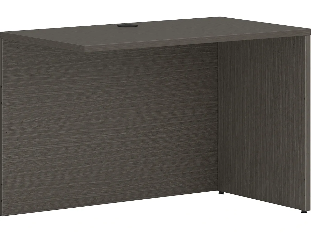 Rectangular slate teak return shell desk 42W x 24D x 29H inches