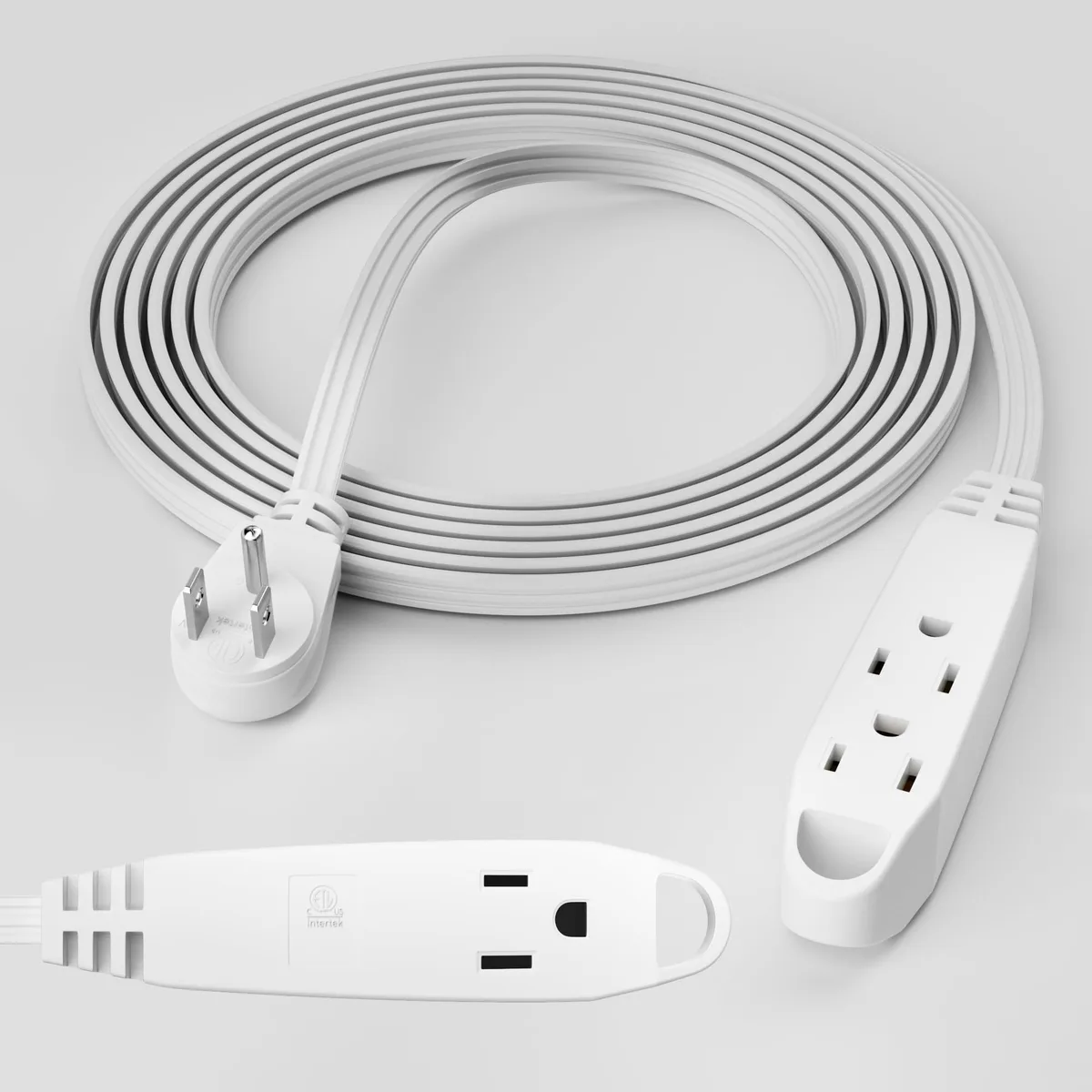  Conable 3-Outlet Flat Extension Cord 20 FT 16 AWG 13A 125V 1625W White — product photo