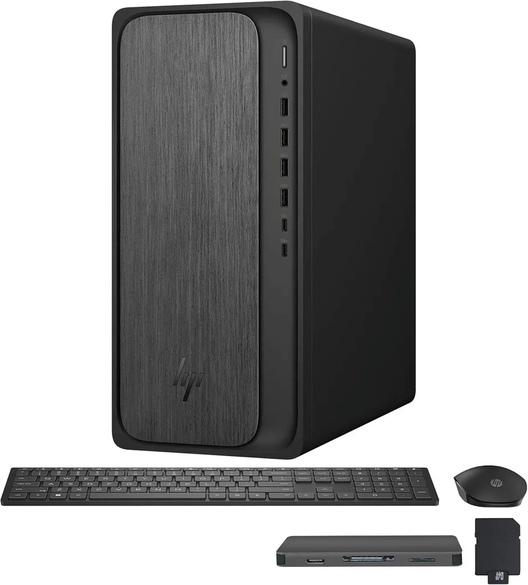 HP HP OmniDesk desktop PC, Ryzen 7 8700G, 32GB DDR5, 1TB SSD + 1TB dock, Radeon 780M, Win 11, Black — product photo