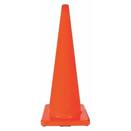 Orange PVC traffic cone 36 inches tall square base 10 lb weight