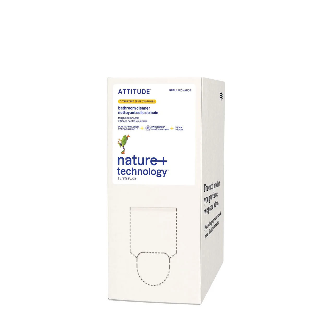 Metra 80420 bathroom cleaner refill in FSC-certified cardboard box, 67.6 fl oz