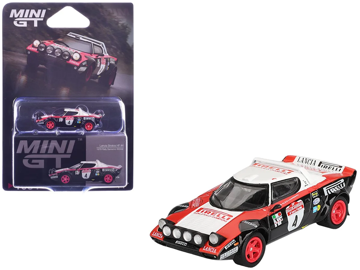 Mini GT Mini GT Lancia Stratos HF #4 Alen/Kivimaki Rally Sanremo 1978 Ltd Ed 1/64 hobby collectible — product photo